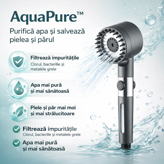 AquaPure™ - Salvează-ți pielea, părul și sănătatea cu acest cap de dus
