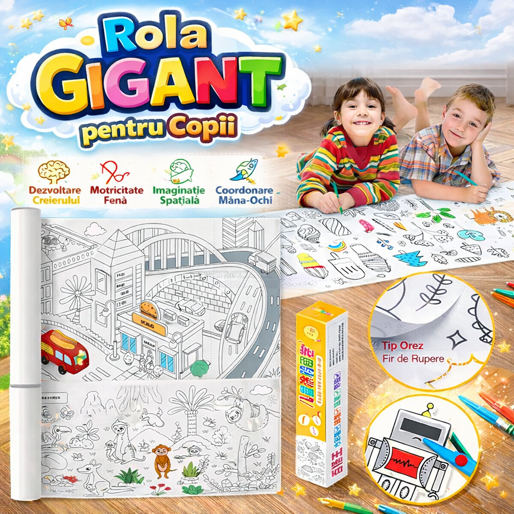 ROLA GIGANT - Rolă de desen pentru copii autoadezivă